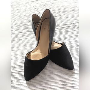 Naturalizer black leather pointed toe flats | size 10W